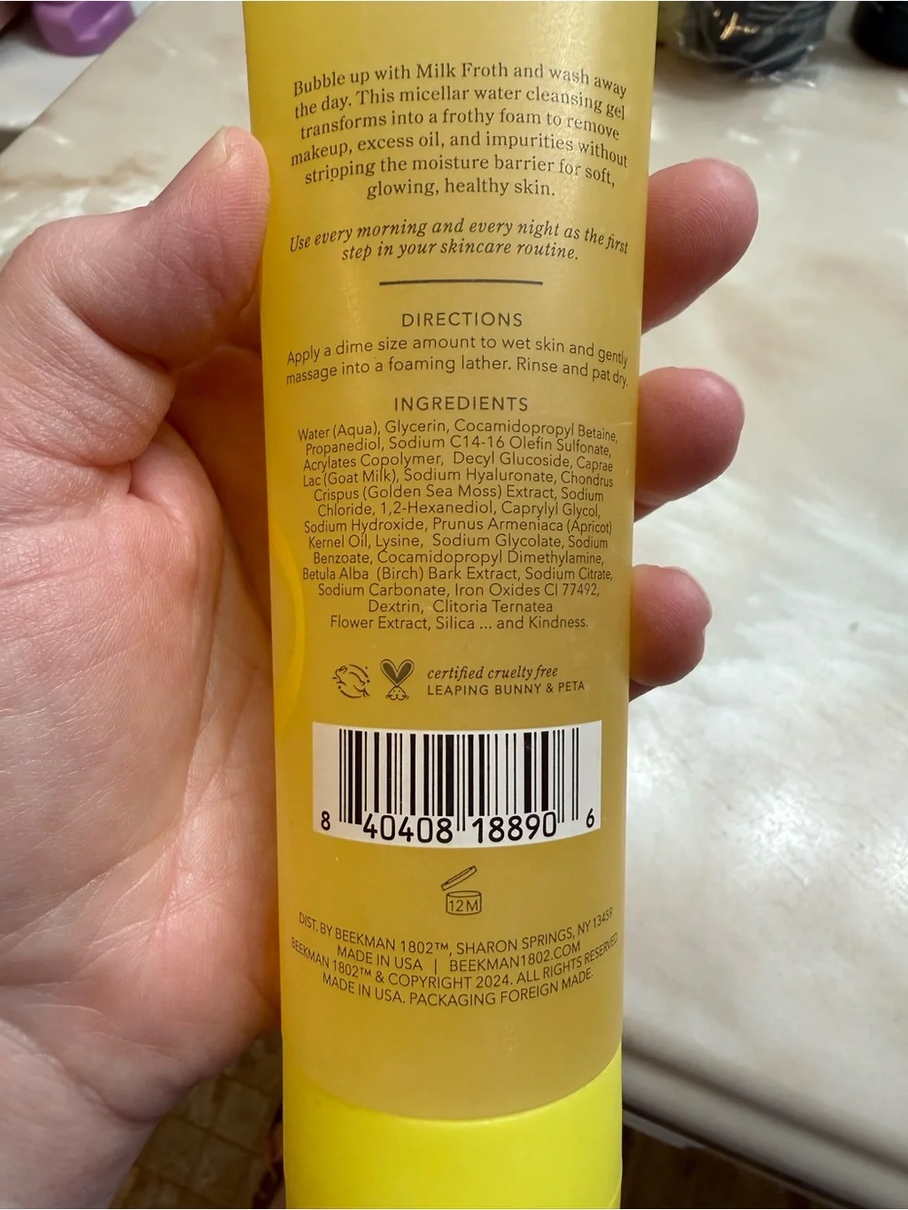 Beekman 1802 Micellar Milk Froth Cleansing Gel & Makeup Remover - NEW
